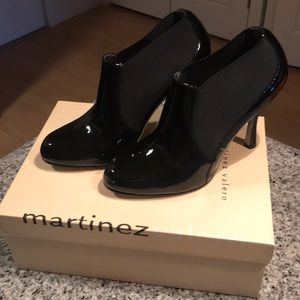 Almost brand new IN BOX patent leather booties